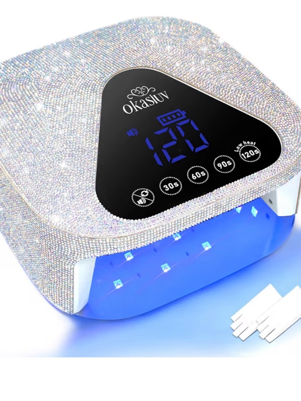 OKASIUV Cordless UV Nail Lamp with Sparkling AB Diamond Finish - White